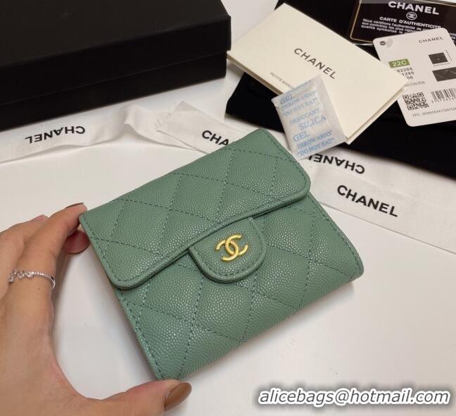 Unique Discount Chanel Grained Calfskin Card Holder Wallet 82288 Light Green 2025