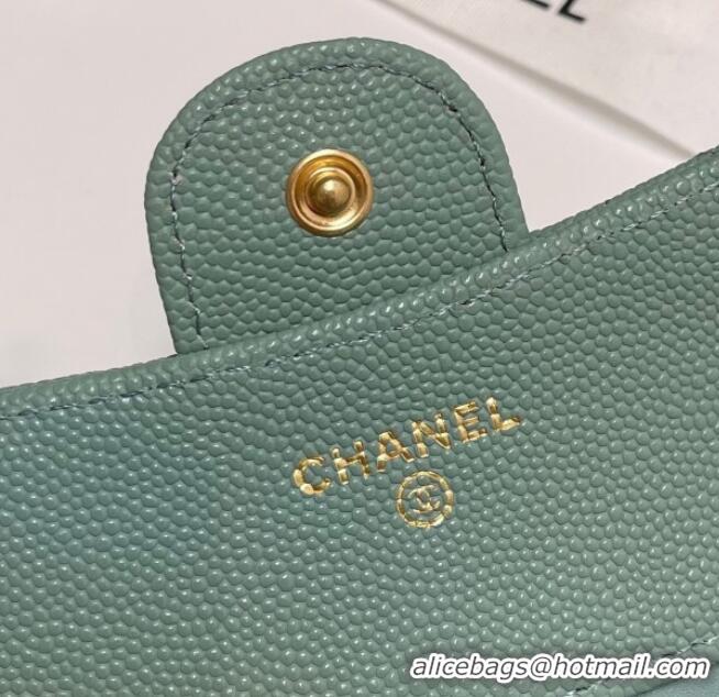 Unique Discount Chanel Grained Calfskin Card Holder Wallet 82288 Light Green 2025