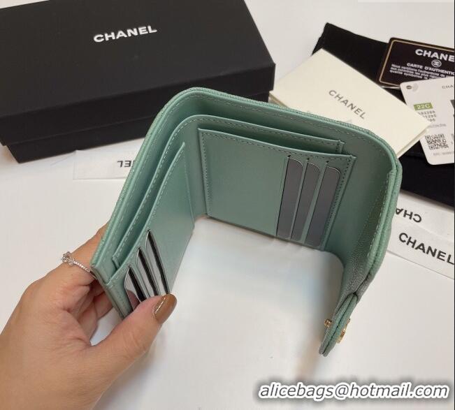 Unique Discount Chanel Grained Calfskin Card Holder Wallet 82288 Light Green 2025