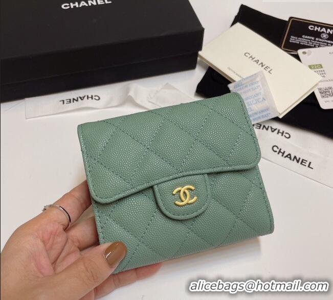 Unique Discount Chanel Grained Calfskin Card Holder Wallet 82288 Light Green 2025