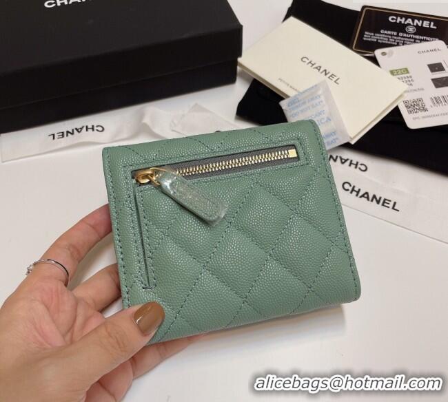 Unique Discount Chanel Grained Calfskin Card Holder Wallet 82288 Light Green 2025