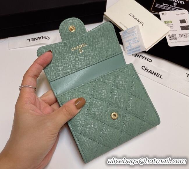 Unique Discount Chanel Grained Calfskin Card Holder Wallet 82288 Light Green 2025