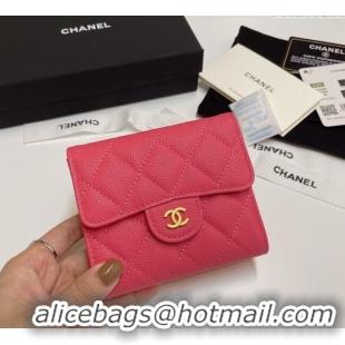 New Fashion Chanel Grained Calfskin Card Holder Wallet 82288 Dark Pink 2025