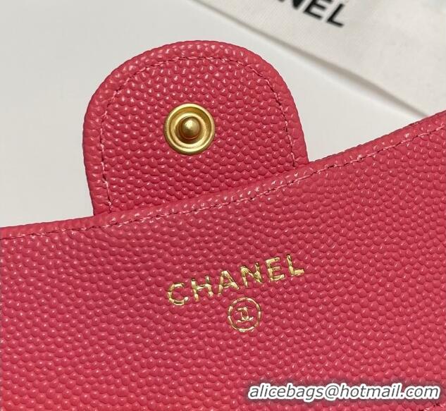 New Fashion Chanel Grained Calfskin Card Holder Wallet 82288 Dark Pink 2025