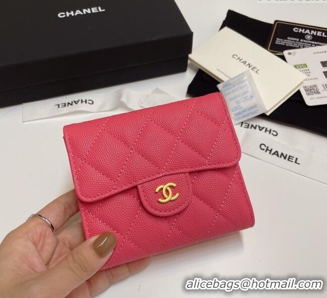 New Fashion Chanel Grained Calfskin Card Holder Wallet 82288 Dark Pink 2025