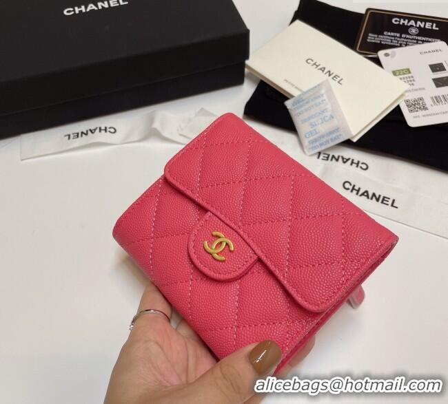 New Fashion Chanel Grained Calfskin Card Holder Wallet 82288 Dark Pink 2025