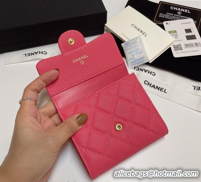 New Fashion Chanel Grained Calfskin Card Holder Wallet 82288 Dark Pink 2025