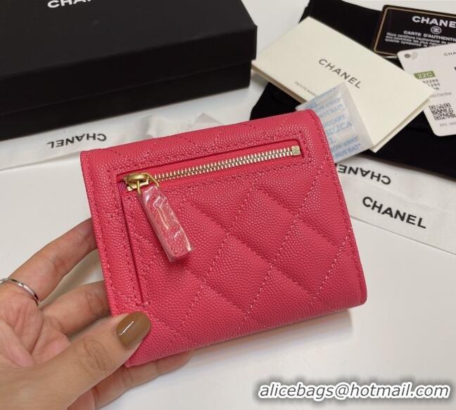 New Fashion Chanel Grained Calfskin Card Holder Wallet 82288 Dark Pink 2025