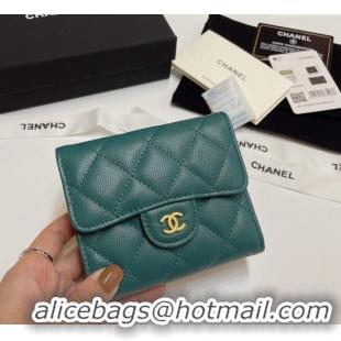 Best Product Chanel Grained Calfskin Card Holder Wallet 82288 Dark Green 2025