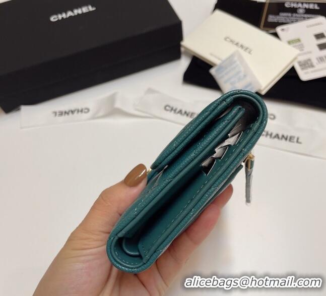 Best Product Chanel Grained Calfskin Card Holder Wallet 82288 Dark Green 2025