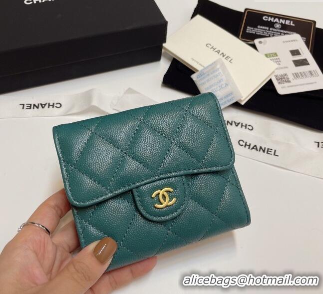 Best Product Chanel Grained Calfskin Card Holder Wallet 82288 Dark Green 2025