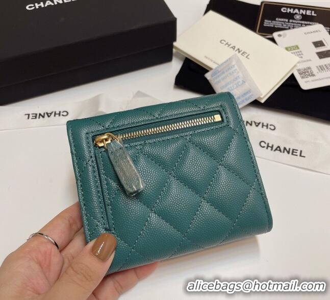 Best Product Chanel Grained Calfskin Card Holder Wallet 82288 Dark Green 2025