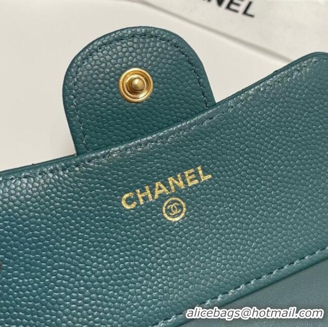 Best Product Chanel Grained Calfskin Card Holder Wallet 82288 Dark Green 2025