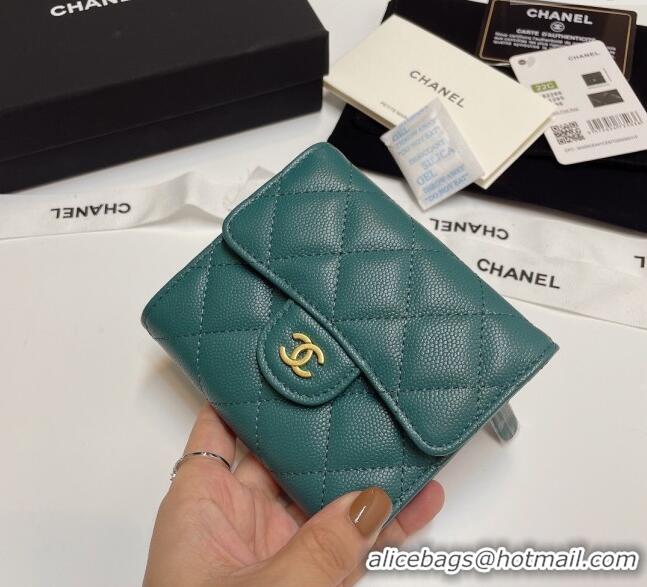 Best Product Chanel Grained Calfskin Card Holder Wallet 82288 Dark Green 2025