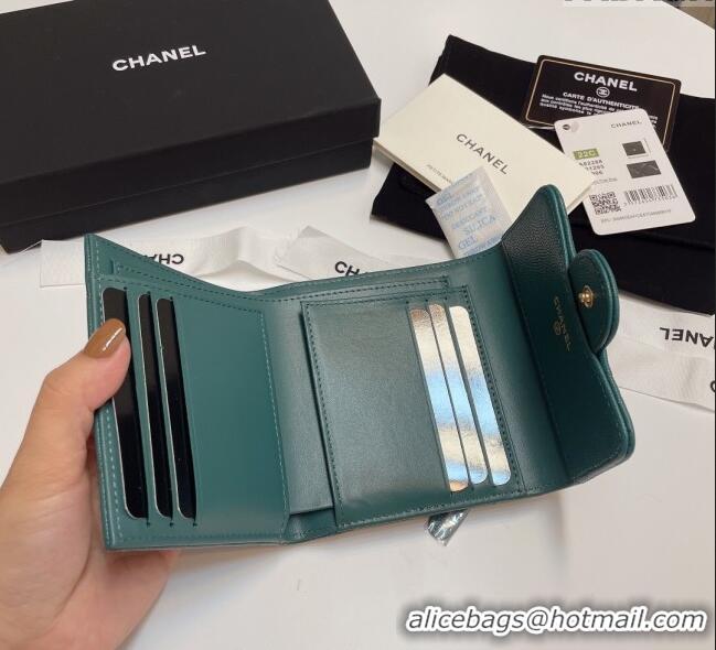 Best Product Chanel Grained Calfskin Card Holder Wallet 82288 Dark Green 2025