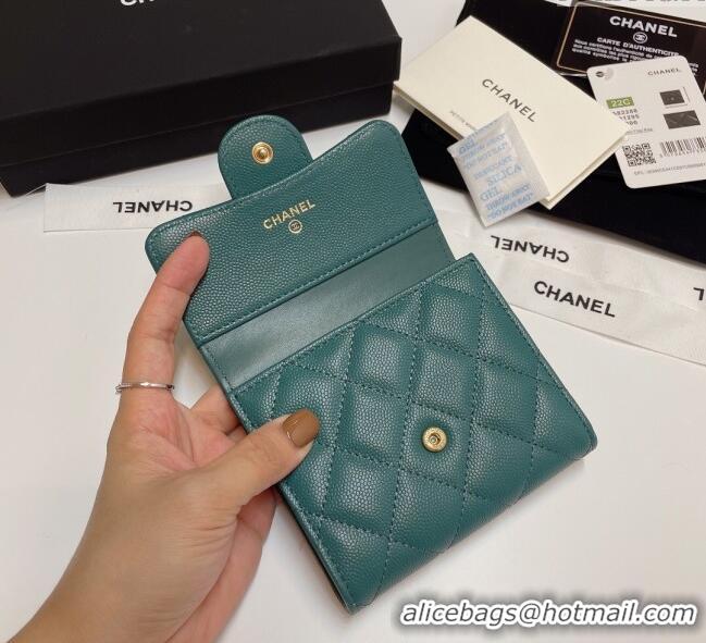 Best Product Chanel Grained Calfskin Card Holder Wallet 82288 Dark Green 2025