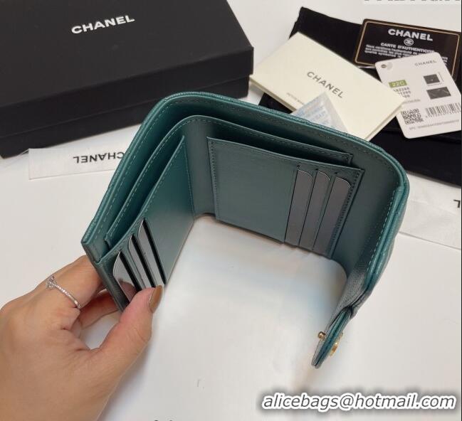 Best Product Chanel Grained Calfskin Card Holder Wallet 82288 Dark Green 2025