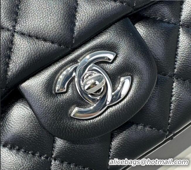 Shop Discount Chanel Coco Lambskin Mini Flap Bag with Top Handle AS2431 Black/Silver 2025