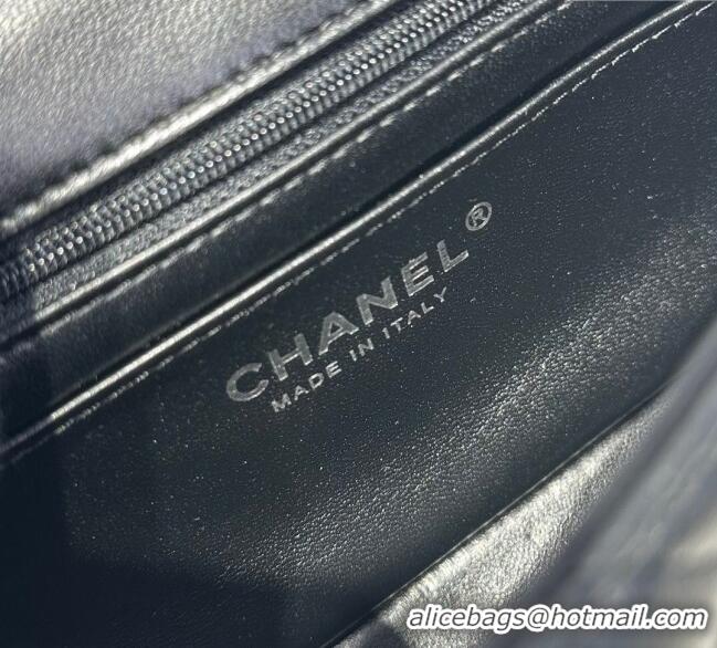 Shop Discount Chanel Coco Lambskin Mini Flap Bag with Top Handle AS2431 Black/Silver 2025