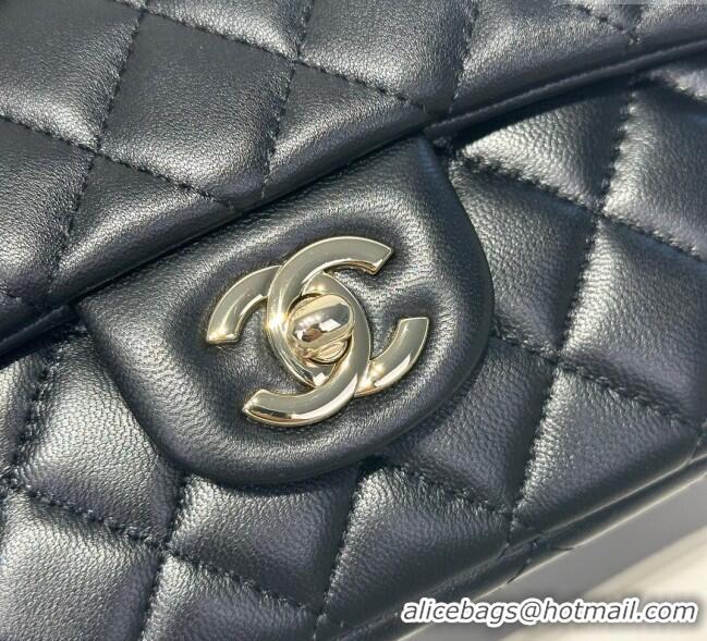 Shop Crafted Chanel Coco Lambskin Mini Flap Bag with Top Handle AS2431 Black/Gold 2025