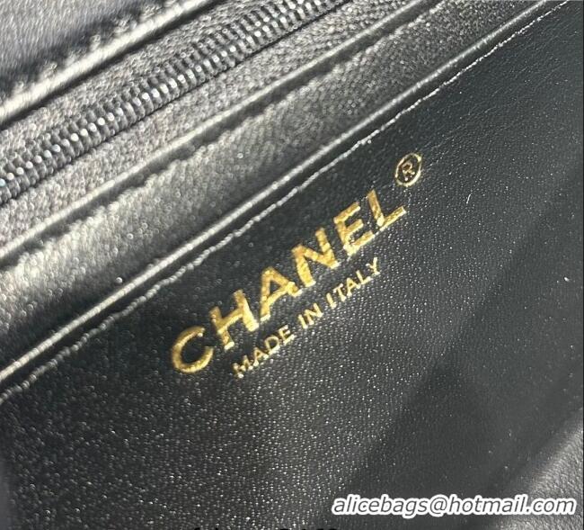 Shop Crafted Chanel Coco Lambskin Mini Flap Bag with Top Handle AS2431 Black/Gold 2025