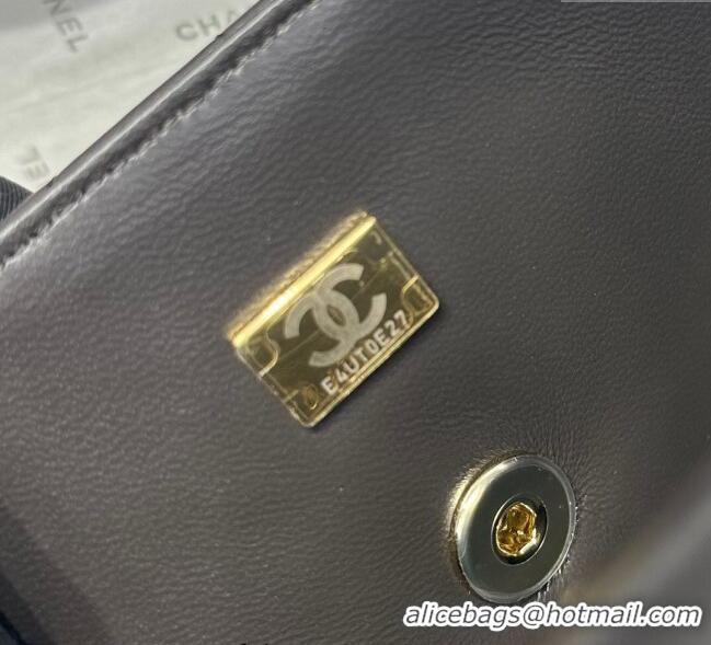 Well Crafted Chanel Coco Lambskin Mini Flap Bag with Top Handle AS2431 Dark Chocolate 2025