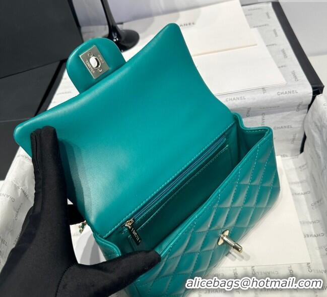 Good Looking Chanel Coco Lambskin Mini Flap Bag with Top Handle AS2431 Dark Green 2025