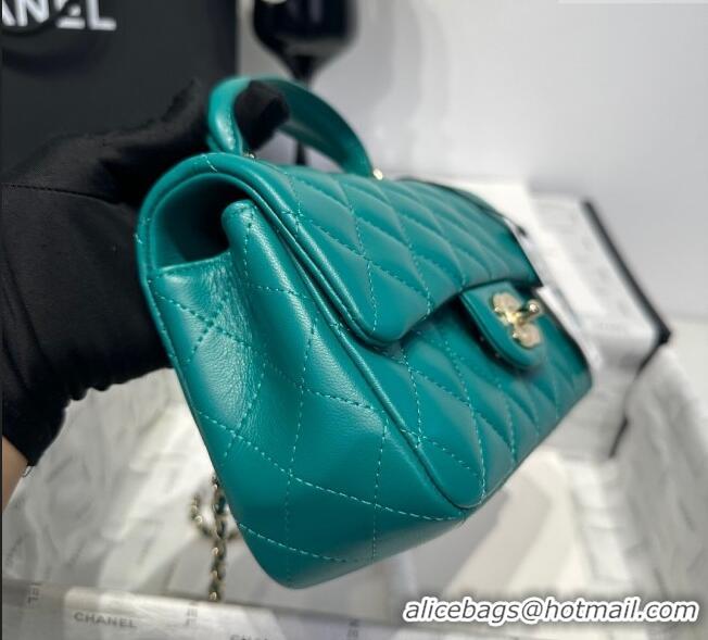 Good Looking Chanel Coco Lambskin Mini Flap Bag with Top Handle AS2431 Dark Green 2025