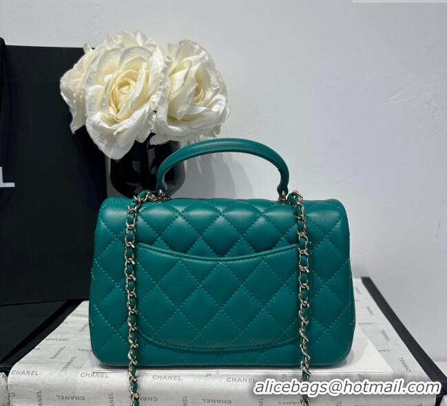 Good Looking Chanel Coco Lambskin Mini Flap Bag with Top Handle AS2431 Dark Green 2025