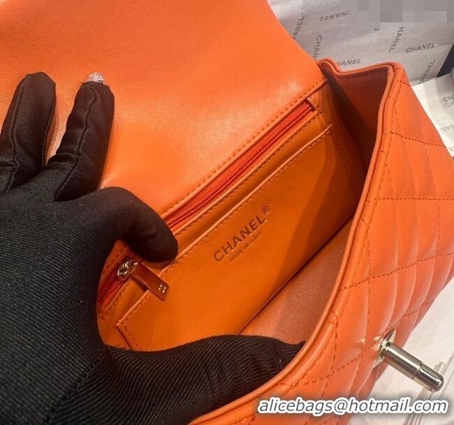 Best Quality Chanel Coco Lambskin Mini Flap Bag with Top Handle AS2431 Orange 2025