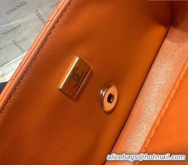 Best Quality Chanel Coco Lambskin Mini Flap Bag with Top Handle AS2431 Orange 2025