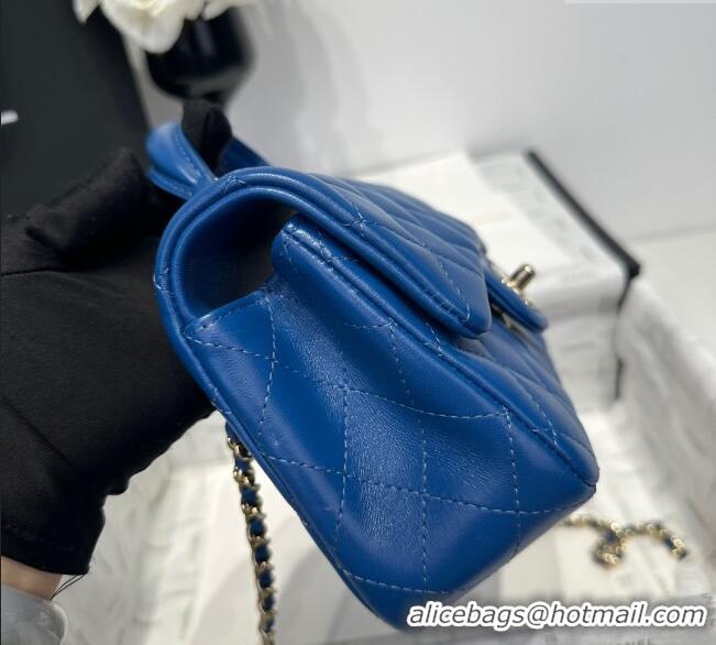 Luxurious Chanel Coco Lambskin Mini Flap Bag with Top Handle AS2431 Royal Blue 2025