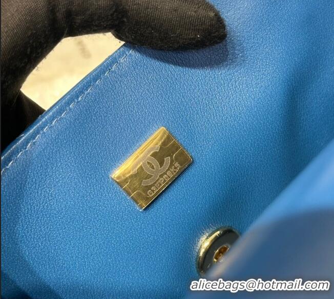 Luxurious Chanel Coco Lambskin Mini Flap Bag with Top Handle AS2431 Royal Blue 2025