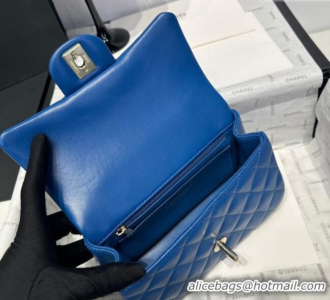 Luxurious Chanel Coco Lambskin Mini Flap Bag with Top Handle AS2431 Royal Blue 2025