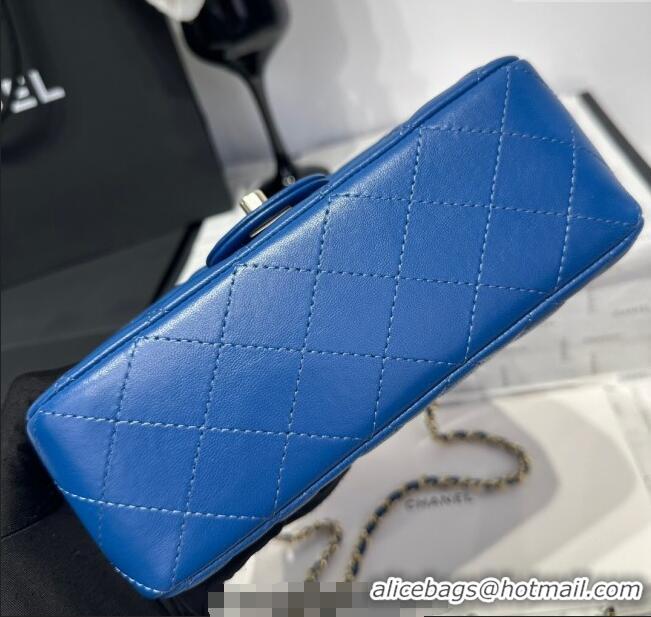 Luxurious Chanel Coco Lambskin Mini Flap Bag with Top Handle AS2431 Royal Blue 2025