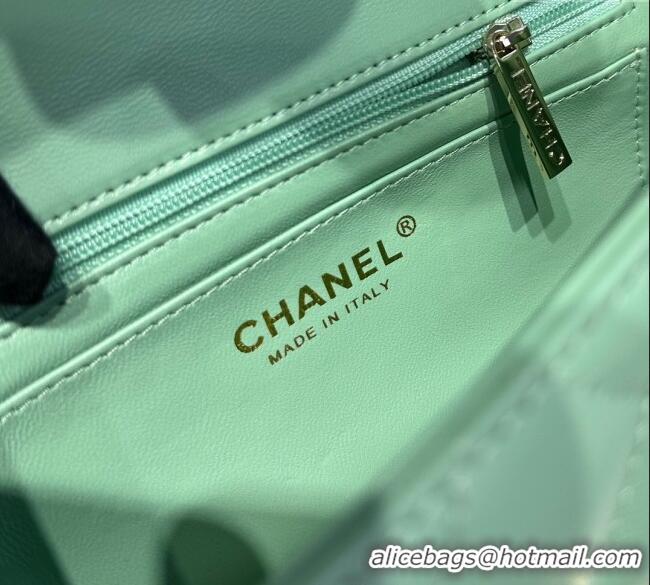 Top Grade Chanel Coco Lambskin Mini Flap Bag with Top Handle AS2431 Light Green 2025