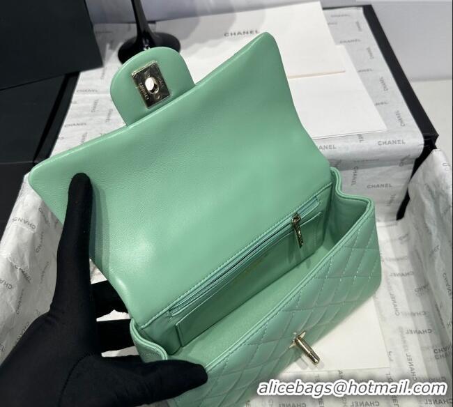 Top Grade Chanel Coco Lambskin Mini Flap Bag with Top Handle AS2431 Light Green 2025