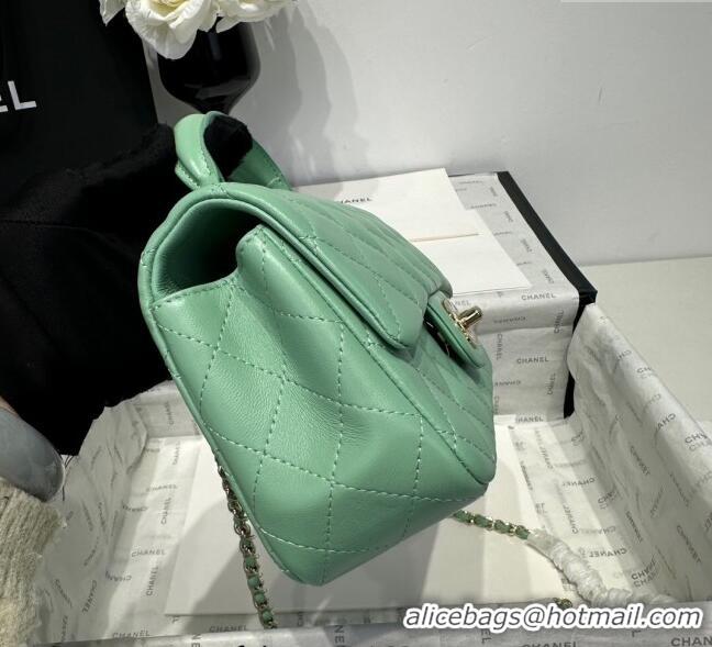 Top Grade Chanel Coco Lambskin Mini Flap Bag with Top Handle AS2431 Light Green 2025