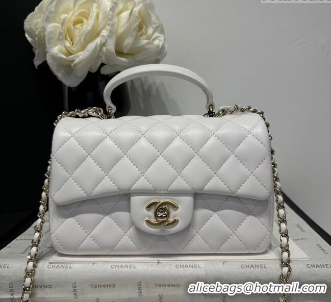 Best Price Chanel Coco Lambskin Mini Flap Bag with Top Handle AS2431 White 2025