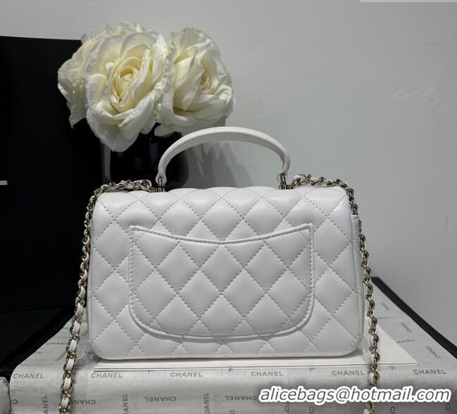 Best Price Chanel Coco Lambskin Mini Flap Bag with Top Handle AS2431 White 2025