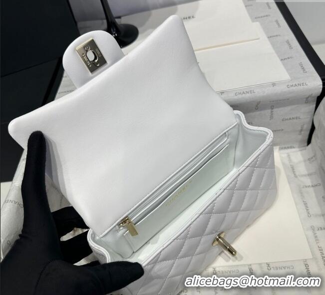 Best Price Chanel Coco Lambskin Mini Flap Bag with Top Handle AS2431 White 2025