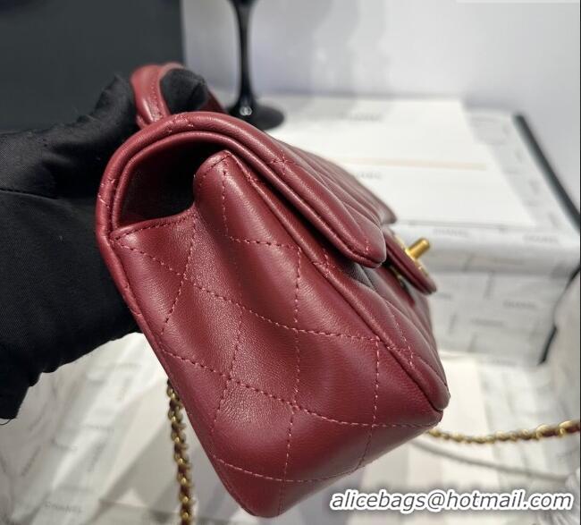 Best Price Chanel Coco Lambskin Mini Flap Bag with Top Handle AS2431 Dark Burgundy 2025