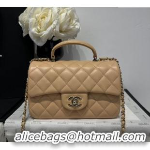 Luxury Classic Chanel Coco Lambskin Mini Flap Bag with Top Handle AS2431 Beige 2025