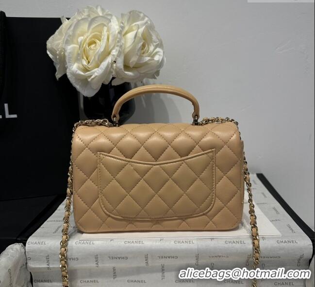 Luxury Classic Chanel Coco Lambskin Mini Flap Bag with Top Handle AS2431 Beige 2025