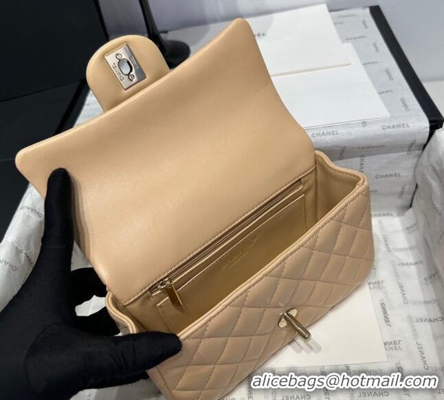 Luxury Classic Chanel Coco Lambskin Mini Flap Bag with Top Handle AS2431 Beige 2025