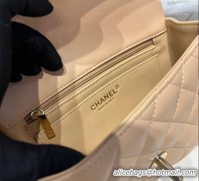 Luxury Classic Chanel Coco Lambskin Mini Flap Bag with Top Handle AS2431 Beige 2025