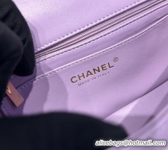 Good Taste Chanel Coco Lambskin Mini Flap Bag with Top Handle AS2431 Light Purple 2025