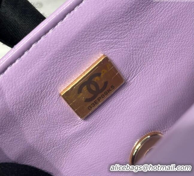 Good Taste Chanel Coco Lambskin Mini Flap Bag with Top Handle AS2431 Light Purple 2025