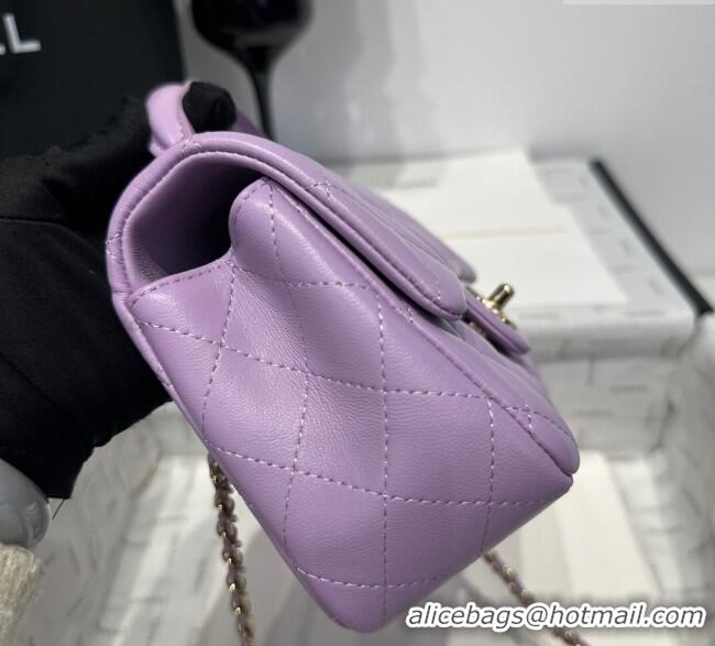 Good Taste Chanel Coco Lambskin Mini Flap Bag with Top Handle AS2431 Light Purple 2025