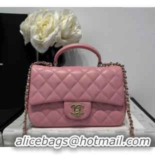 Buy Classic Chanel Coco Lambskin Mini Flap Bag with Top Handle AS2431 Light Pink 2025